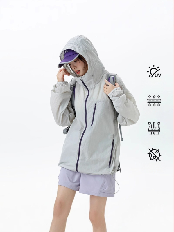 UV-kaitsekapuutsiga riietus UPF50+ kerge veekindel nailon 100% külgse taskutega