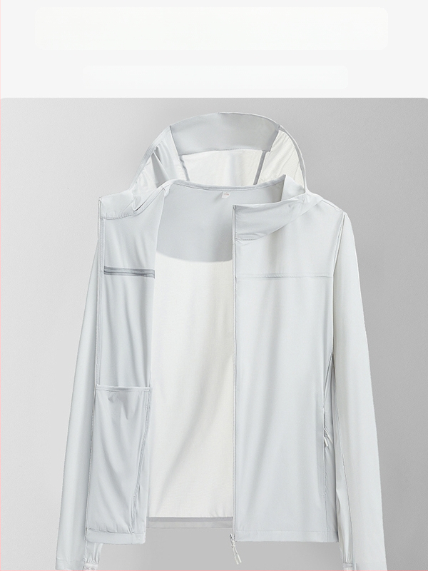 Unisex vasarinė vėjo striukė su UPF50+ saulės apsauga, gobtuvą, dryžuotas raštas, greitai džiūsta, 83% nylonas / 17% spandekso