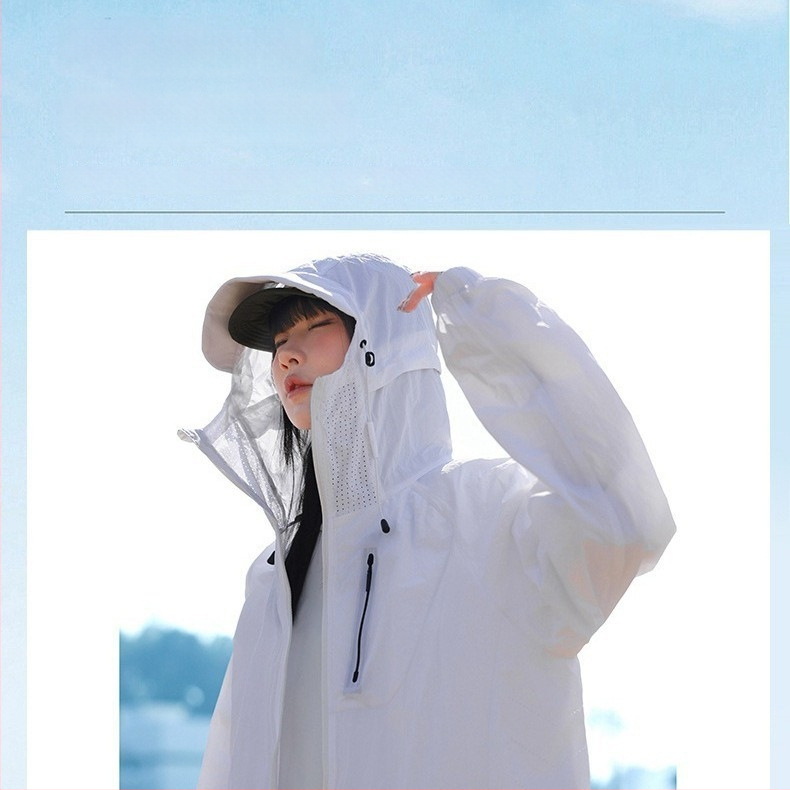 Lauko vėjo striukė – unisex, su gobtuvu, UPF100+ UV apsauga, kvėpuojanti ir greitai džiūstanti, nailono audinys