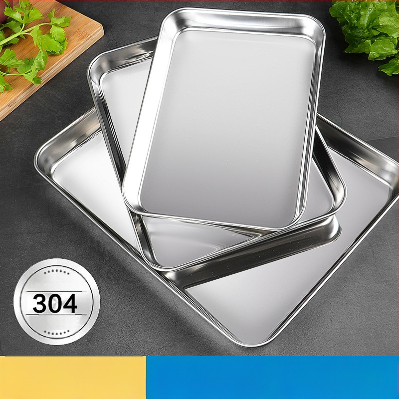 Stačiakampė garų plokštė iš 304 nerūdijančio plieno Dim Sum ir ryžių rulonėliams | lygus dugnas, elektroplatinė danga, su spauda logotipas