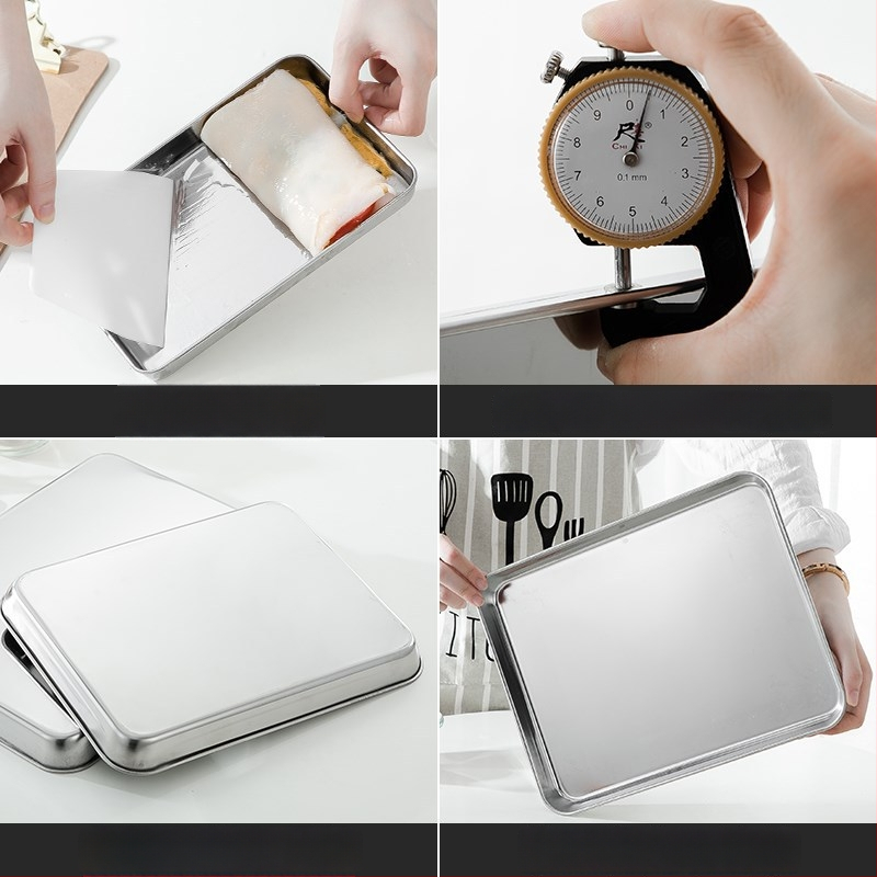 Stačiakampė garų plokštė iš 304 nerūdijančio plieno Dim Sum ir ryžių rulonėliams | lygus dugnas, elektroplatinė danga, su spauda logotipas