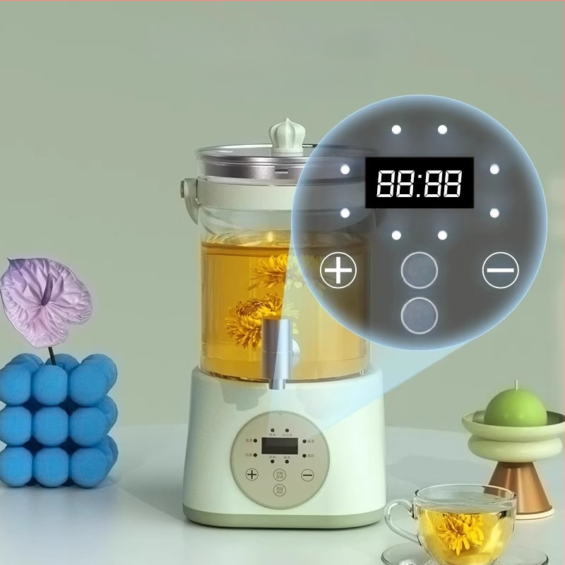 Elektriline tervisetee kann borosilikaatklaasiga, 2–3 L, 800 W, 220 V, puutetundlik juhtimine, elektrooniline termostaat, sobib 6+ inimeste jaoks