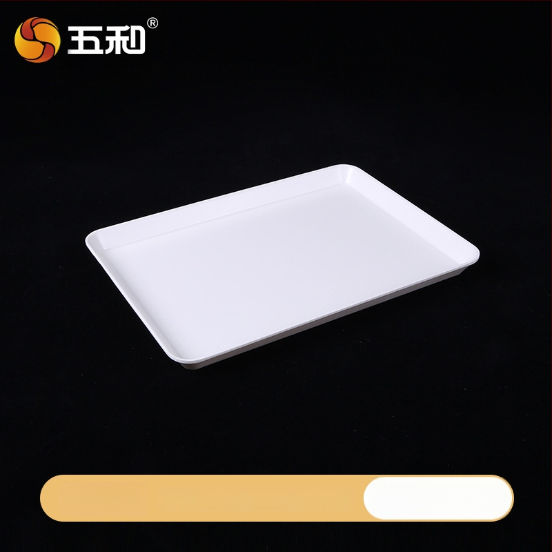 Melamininis stačiakampis arbatos ir desertų padėklas, stora konstrukcija, logotipo spausdinimas, galimas pritaikymas