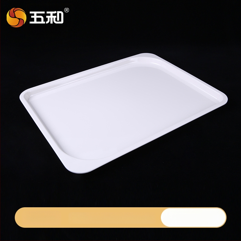 Melamininis stačiakampis arbatos ir desertų padėklas, stora konstrukcija, logotipo spausdinimas, galimas pritaikymas