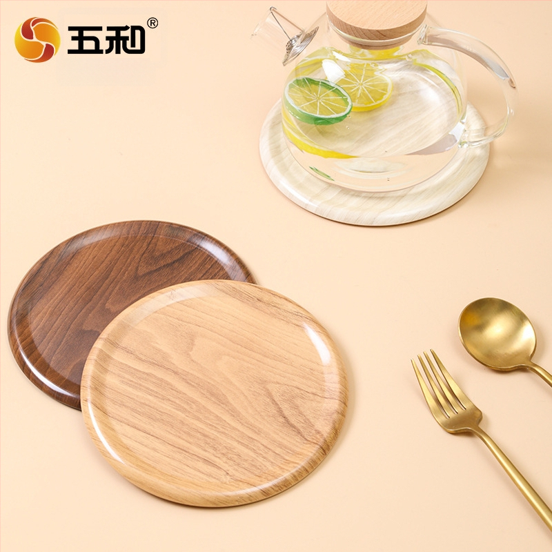 Apvalus stalo kilimėlis Kinijos stiliuje, medžio tekstūra, izoliacija, atsparus aukštai temperatūrai, anti-degimui