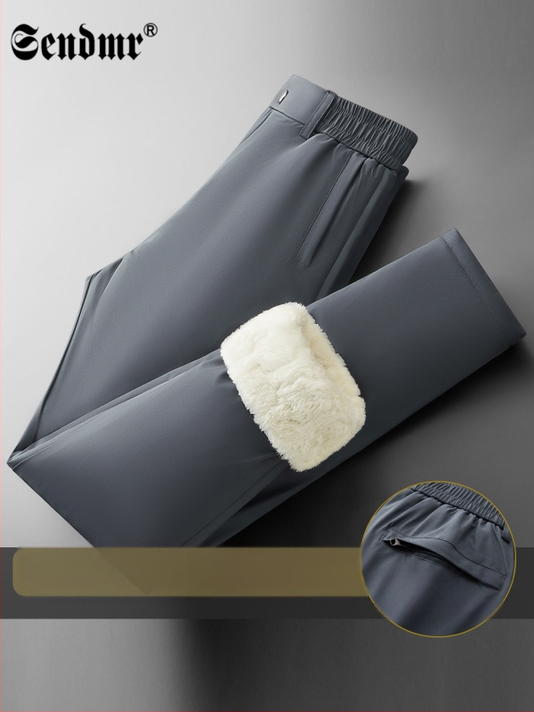 Meeste sirge lõikega püksid, tuule- ja veekindlad, fleece-vooderiga, mikroelastsed, polüester-spandex segu