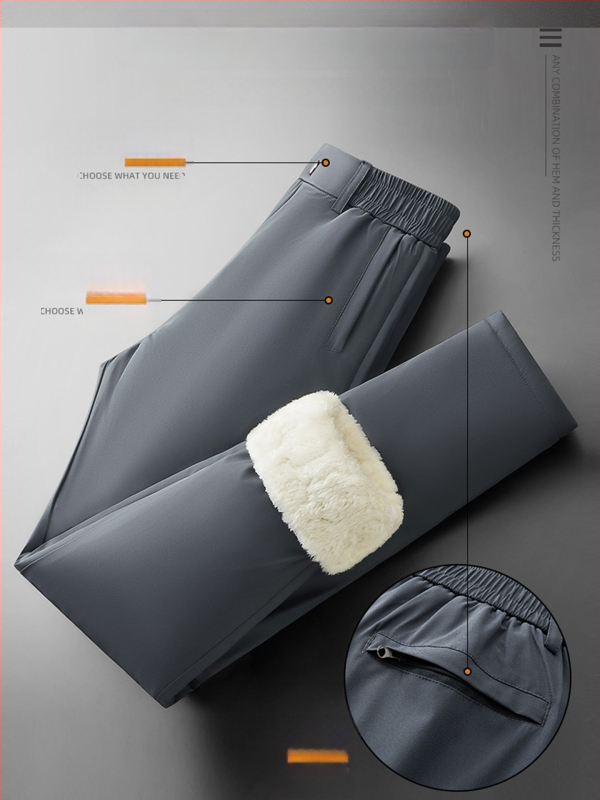 Meeste sirge lõikega püksid, tuule- ja veekindlad, fleece-vooderiga, mikroelastsed, polüester-spandex segu