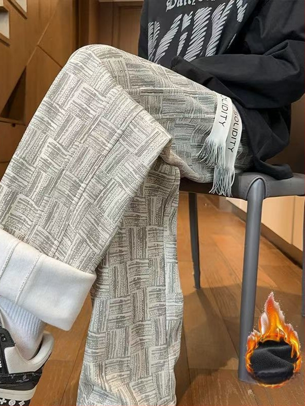 Meeste corduroy fleece'iga voodriga teksad, sirge lõige, talv