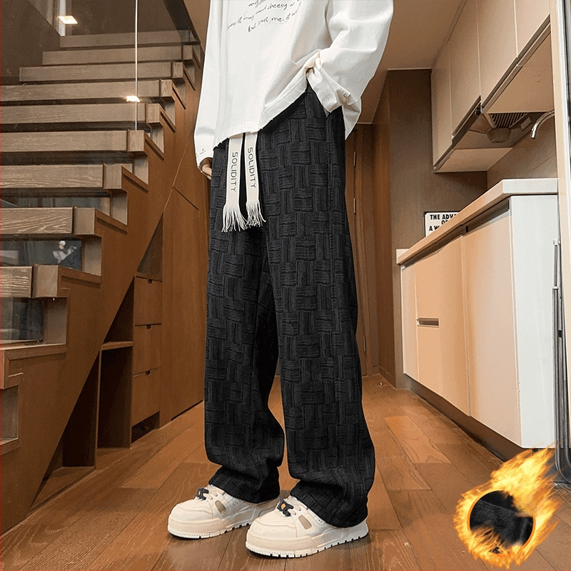 Meeste corduroy fleece'iga voodriga teksad, sirge lõige, talv