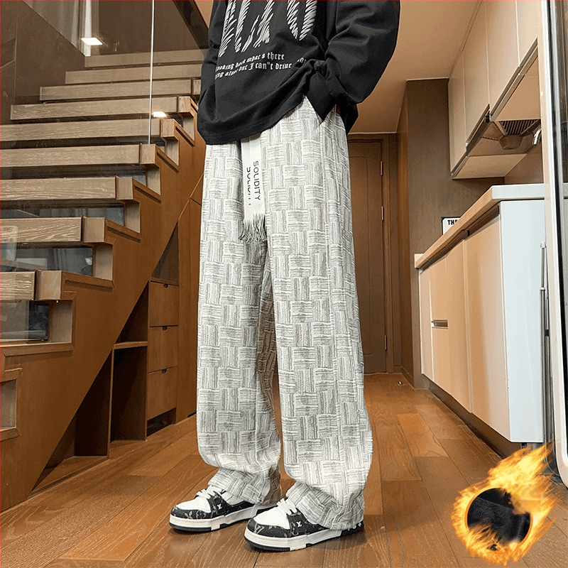 Meeste corduroy fleece'iga voodriga teksad, sirge lõige, talv