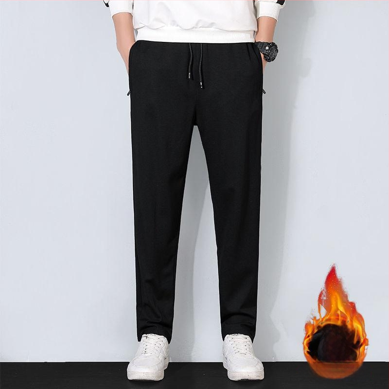 Meeste corduroy püksid fleece-voodriga talveks 2025, sirge lõige, keskmine vöökoht, elastsed, igapäevaseks kandmiseks