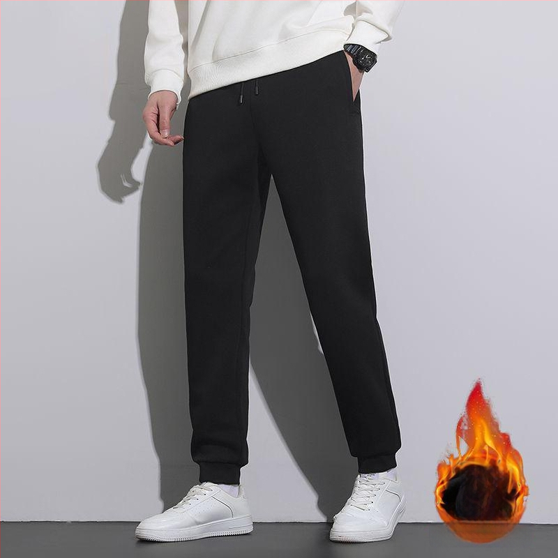 Meeste corduroy püksid fleece-voodriga talveks 2025, sirge lõige, keskmine vöökoht, elastsed, igapäevaseks kandmiseks