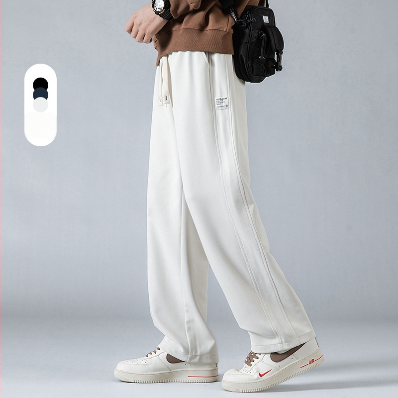 Meeste sportlikud püksid sirge lõikega, paks polüestri kangas, nööriga kinnitusega, talvise igapäevaseks kandmiseks