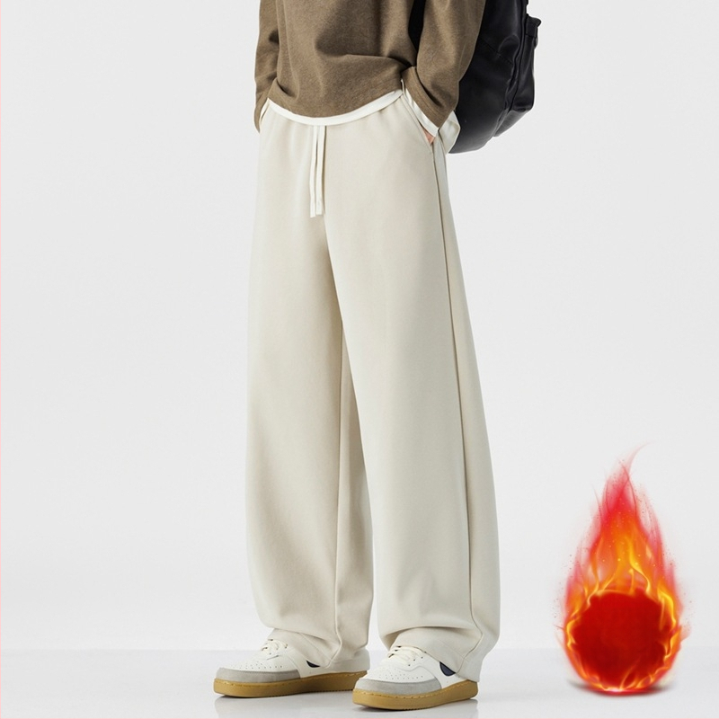 Vyriski sportiniai treninginiai kelniai su fliso pamušalu, tiesaus kirpimo, vienos spalvos, medvilnės-poliesterio mišinys 61,2%/38,8%, vidurinė juosmens, ruduo 2025