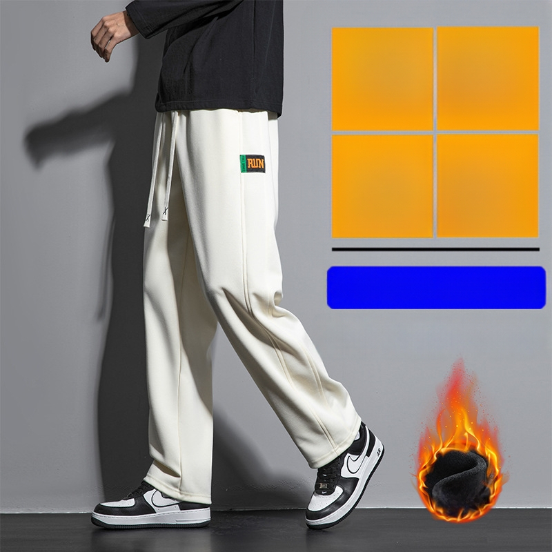 Meeste talvised fliisvooderdusega püksid, vaba lõige, sirged sääred, puuvillasegu 60%