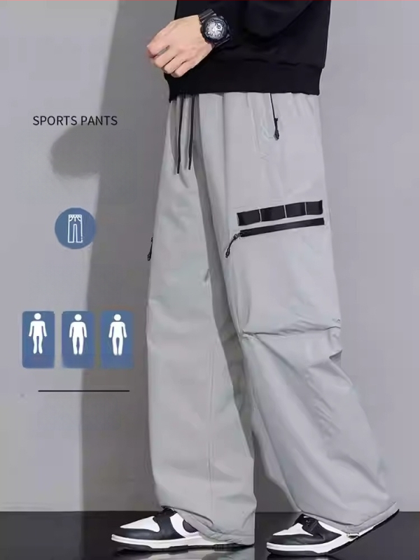 Meeste talvised sportlikud püksid sirge lõikega, 100% polüester, paksenenud materjal, keskmise kõrgusega talje, nööriga sulgemine, mitu taskut