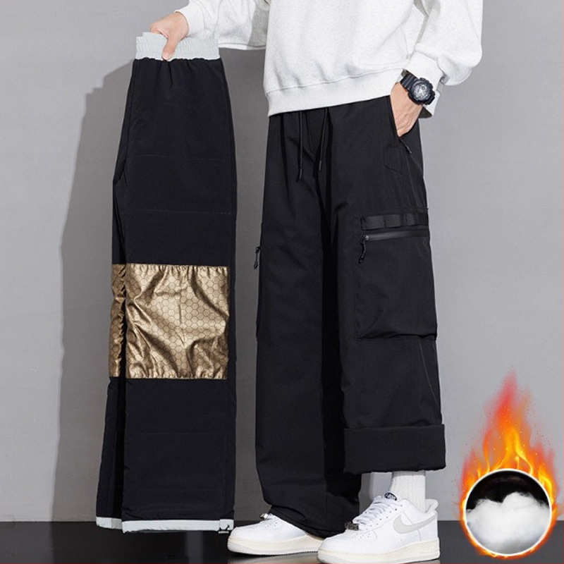 Meeste talvised sportlikud püksid sirge lõikega, 100% polüester, paksenenud materjal, keskmise kõrgusega talje, nööriga sulgemine, mitu taskut