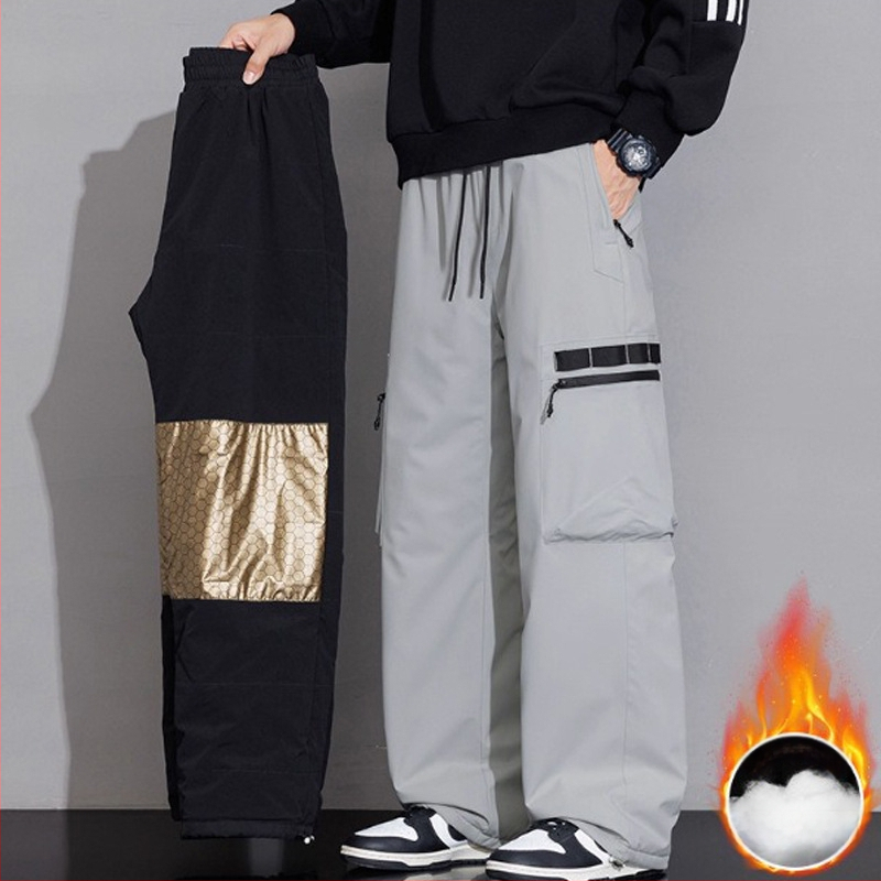Meeste talvised sportlikud püksid sirge lõikega, 100% polüester, paksenenud materjal, keskmise kõrgusega talje, nööriga sulgemine, mitu taskut
