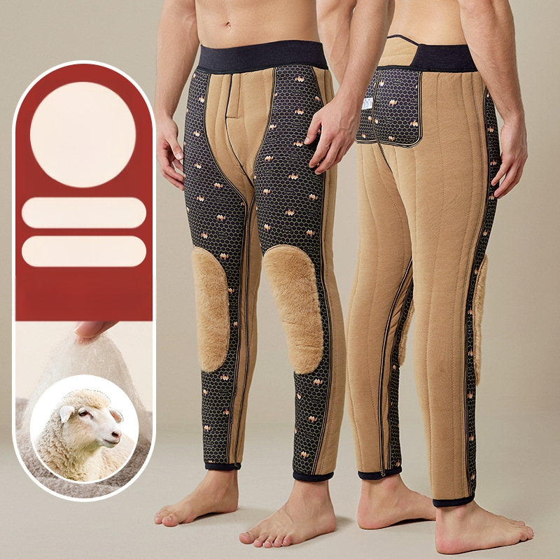 Meeste ekstra-paksud fleecevoodriga termo püksid, kõrge vöökoht, kolmekihiline kationiline polüester, veluurvooder, hoiavad sooja talvel