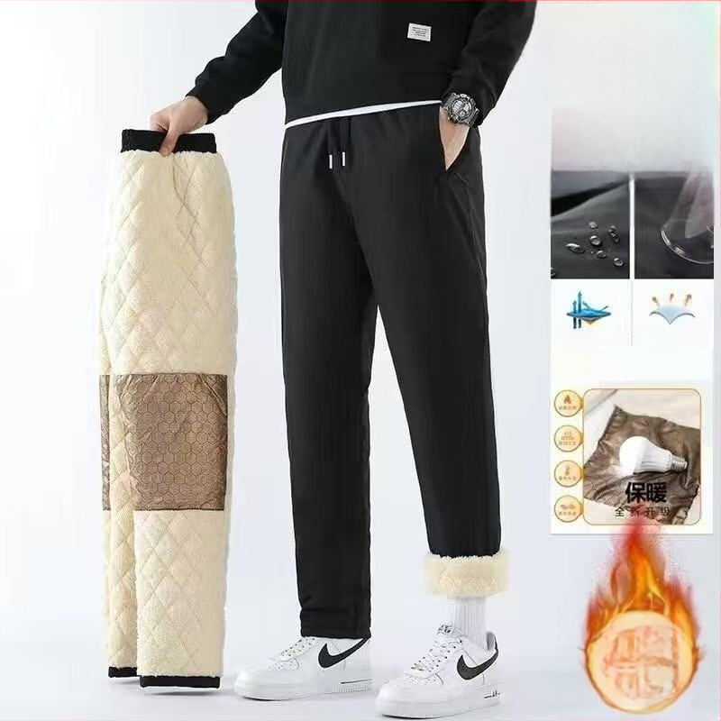 Meeste talve spordipüksid fleece-voodriga, vaba lõige, keskmine talje, köidiku sulgemine, polüesterkangas