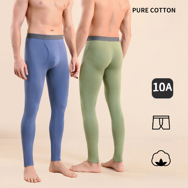 Meeste puuvillased termilised püksid, slim-fit, soojad, ühekihilised, 95–100% puuvill, keskmise kaaluga