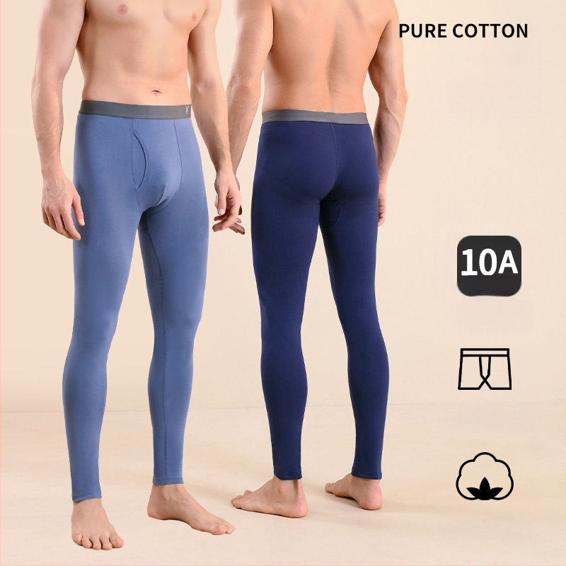 Meeste puuvillased termilised püksid, slim-fit, soojad, ühekihilised, 95–100% puuvill, keskmise kaaluga