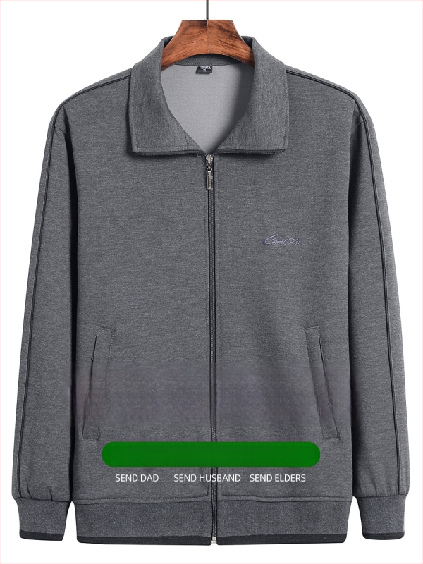 Vyrų sportinis išorinis drabužis, laisvas kirpimas, stovinčio tipo apykaklė, užtrauktukas, poliesteris 94%+