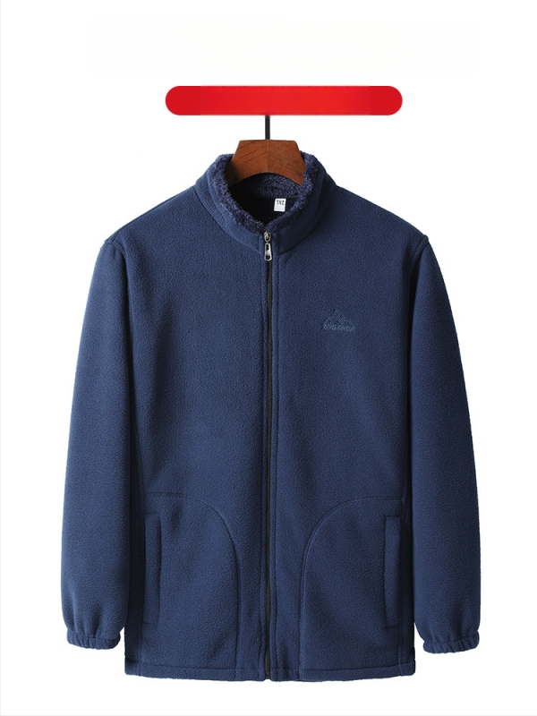 Vyriška žieminė striukė su fleece pamušalu, ilgomis rankovėmis, stovas apykaklė, užtrauktukas, įprastas ilgis