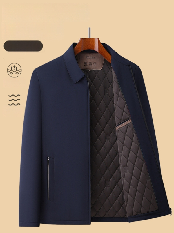 Meeste talvejakk, paksu polüestri vooder, rever-kaelus, tõmblukuga, vaba lõige, ühtlane värv