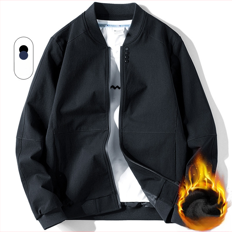 Korea stiililine jakk, püsti kaelus, ees tõmblukk, pikad varrukad, ühevärviline