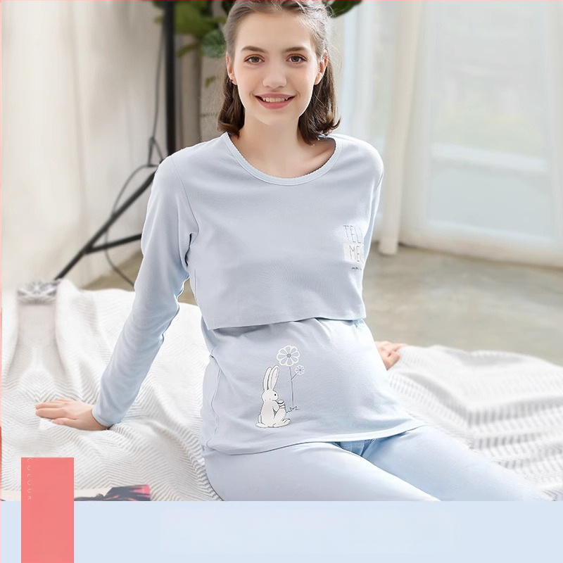 Anfiya motinystės ir žindymo komplektas iš medvilnės, ilgomis rankovėmis, žindymo anga