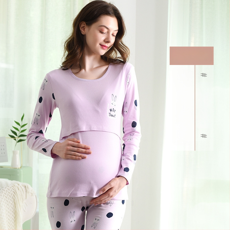 Anfiya motinystės ir žindymo komplektas iš medvilnės, ilgomis rankovėmis, žindymo anga