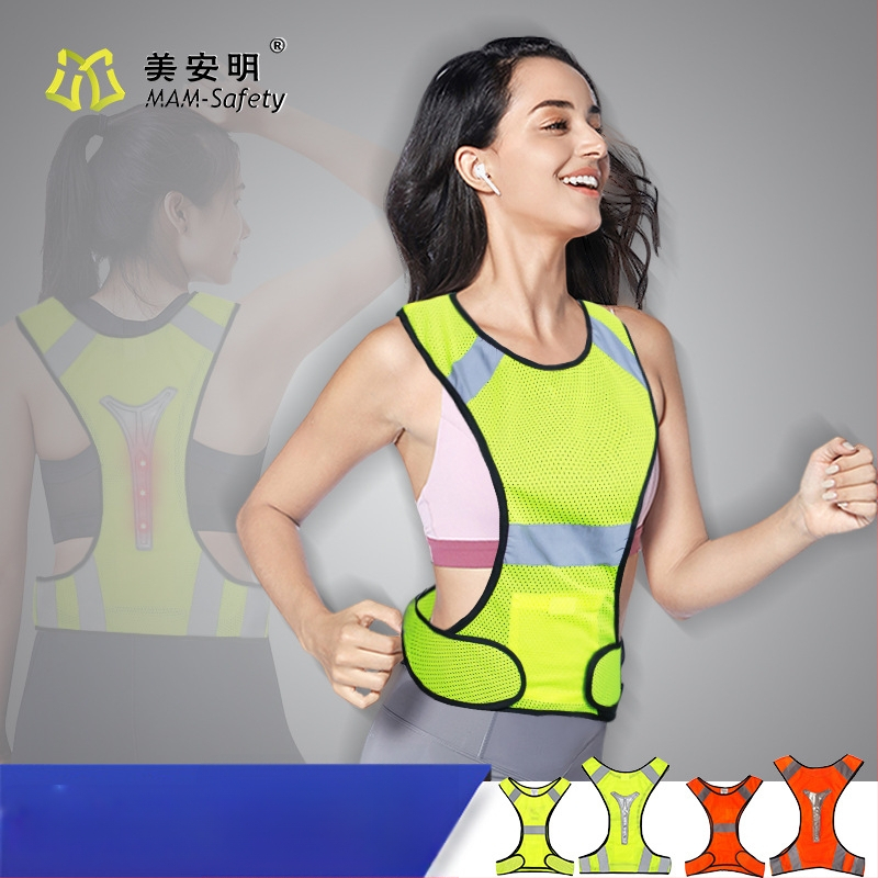 Apsauginė atšvaitinė liemenė tinklinės medžiagos naktiniam bėgimui ir dviračių važiavimui | tinklinė medžiaga; atšvaitinė juosta; modelis MAM-1028; prekinis ženklas mam-safety/Meianming; pritaikomas apdorojimas