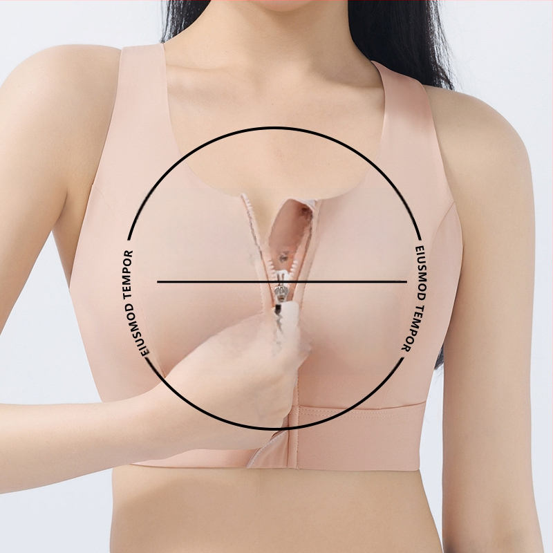 Moteriška sportinė liemenėlė su priekiniais užtrauktukais, reguliuojama, atspari smūgiams ir kvėpuojanti, audinys: nailonas 76% / spandeksas 24%