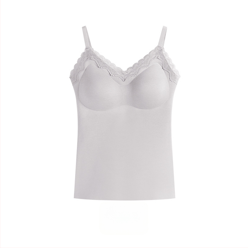 Naiste termotop integreetud rinna padjaga, V-kaelus, ühekihiline, akrüülkiududest ning 50–70% nailon, 161–180 g/m²