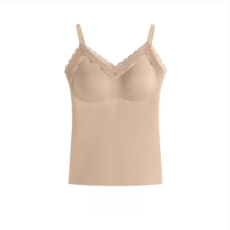 Naiste termotop integreetud rinna padjaga, V-kaelus, ühekihiline, akrüülkiududest ning 50–70% nailon, 161–180 g/m²