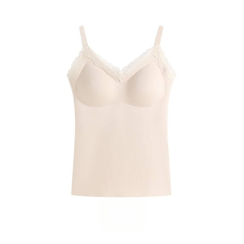 Naiste termotop integreetud rinna padjaga, V-kaelus, ühekihiline, akrüülkiududest ning 50–70% nailon, 161–180 g/m²