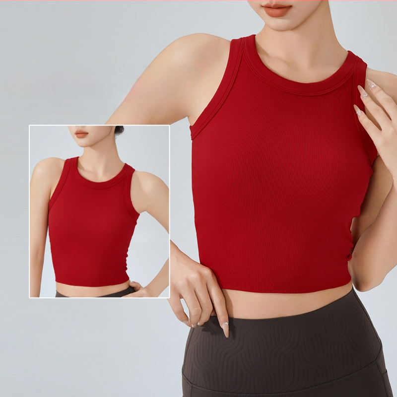 KURYOGA Moterų sportinis viršus su įmontuotu kaušeliu – atsparus smūgiams, 92% nailonas + 8% spandeksas, lieso kirpimo, įprastas ilgis, sezonas 2025