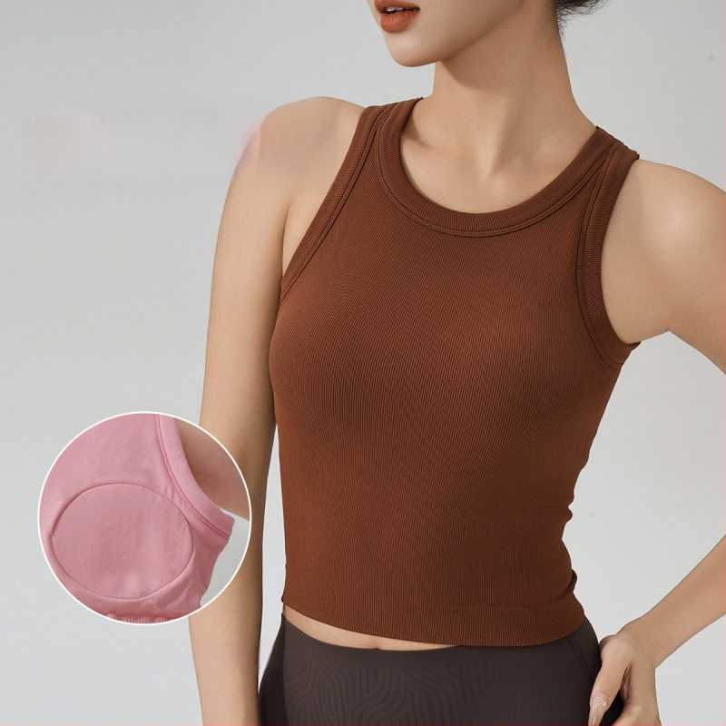 KURYOGA Moterų sportinis viršus su įmontuotu kaušeliu – atsparus smūgiams, 92% nailonas + 8% spandeksas, lieso kirpimo, įprastas ilgis, sezonas 2025