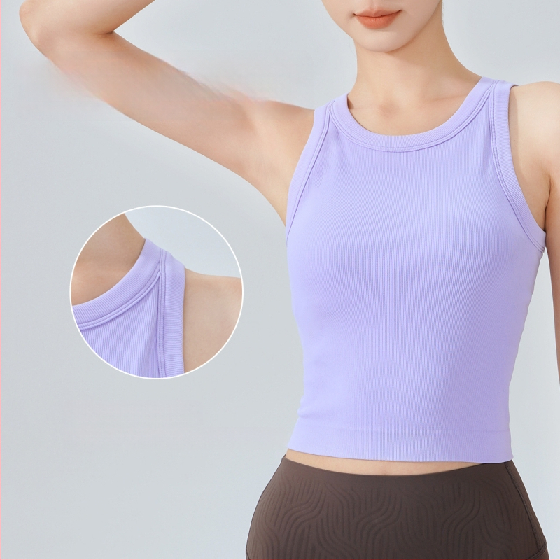 KURYOGA Moterų sportinis viršus su įmontuotu kaušeliu – atsparus smūgiams, 92% nailonas + 8% spandeksas, lieso kirpimo, įprastas ilgis, sezonas 2025