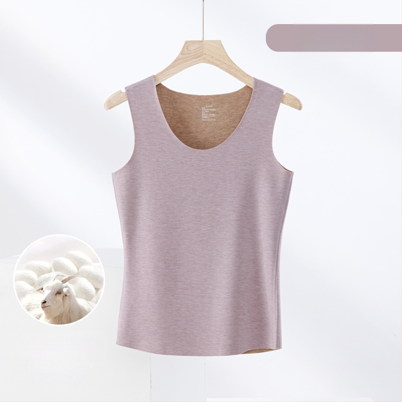 Termiline vest kasmiri-siidisegu materjalist, õmblusteta, ümmarguse kaelusega, ekstraväga paks kangas 301–350 g/m², sobib välisriietuseks