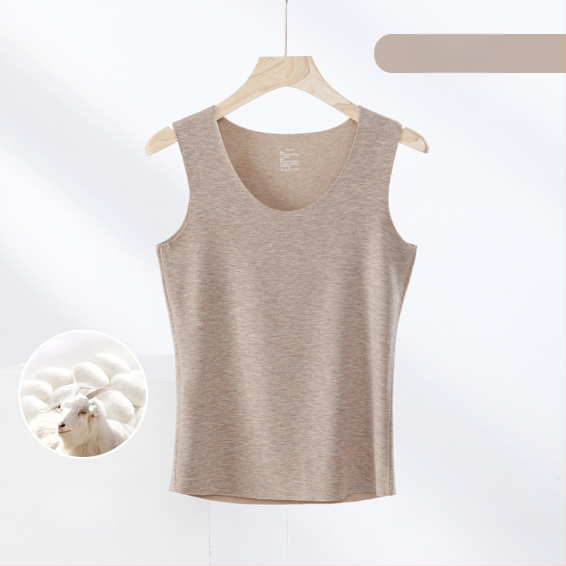 Termiline vest kasmiri-siidisegu materjalist, õmblusteta, ümmarguse kaelusega, ekstraväga paks kangas 301–350 g/m², sobib välisriietuseks