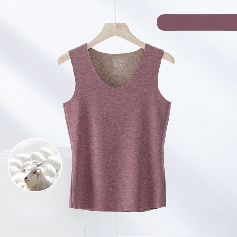 Termiline vest kasmiri-siidisegu materjalist, õmblusteta, ümmarguse kaelusega, ekstraväga paks kangas 301–350 g/m², sobib välisriietuseks