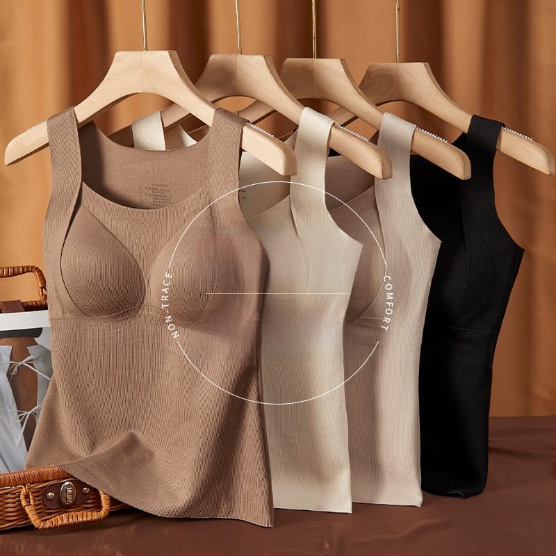 Naistermi vest, paks polüestri kangas, fliisvooder, integreeritud rinnahoidja tass ja rinnapadja, kinnitatud rinnapadja, sügis-talv