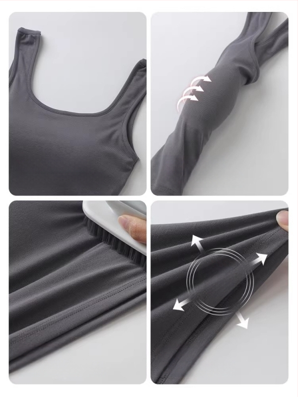 Vesto stiliaus camisole su įdėklais krūtims, siauras kirpimas, medvilnės-elastano mišinys, pavasaris 2025