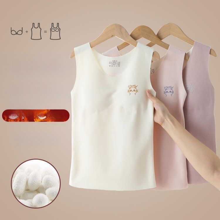 Õmblusteta termiline vest naistele rinnapatjadega, kahekordne kiht akrüülmaterjalist, paks 201–250 g/m²