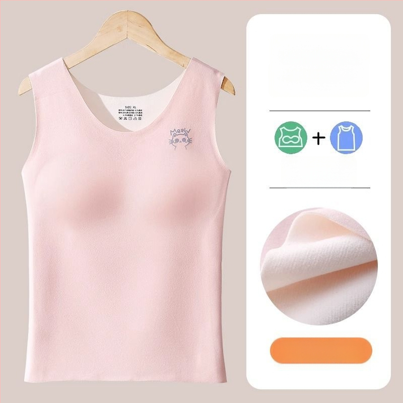 Õmblusteta termiline vest naistele rinnapatjadega, kahekordne kiht akrüülmaterjalist, paks 201–250 g/m²