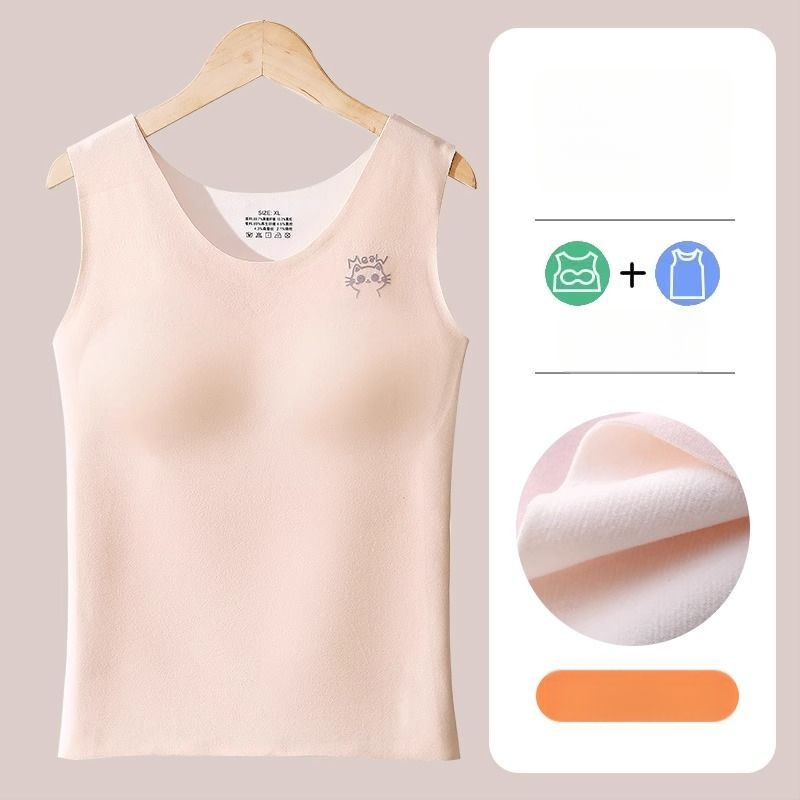 Õmblusteta termiline vest naistele rinnapatjadega, kahekordne kiht akrüülmaterjalist, paks 201–250 g/m²