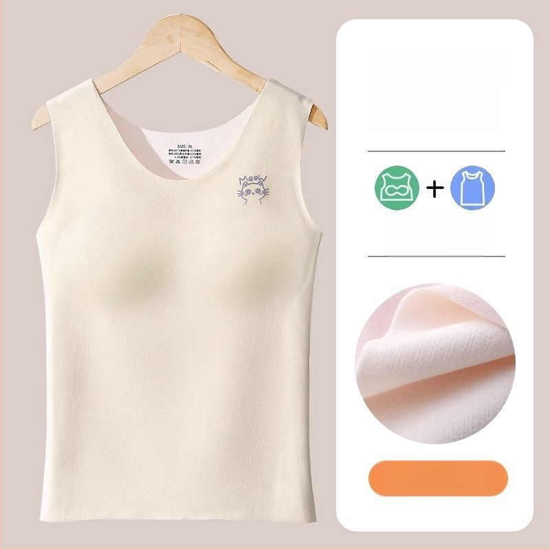 Õmblusteta termiline vest naistele rinnapatjadega, kahekordne kiht akrüülmaterjalist, paks 201–250 g/m²