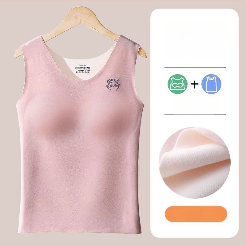 Õmblusteta termiline vest naistele rinnapatjadega, kahekordne kiht akrüülmaterjalist, paks 201–250 g/m²